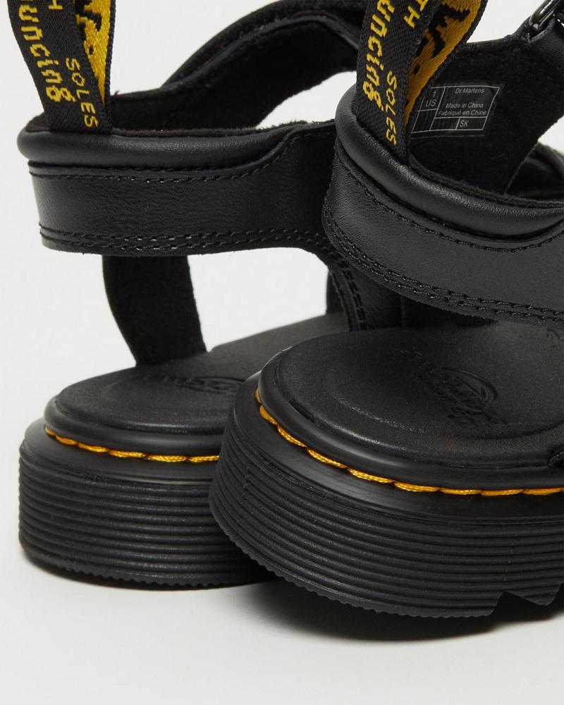 Dr Martens Junior Klaire Leren Riemen Sandalen Kinderen Zwart | NL 107PJJ